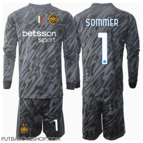 Dres Inter Milan Yann Sommer #1 Brankarsky Tretina pre deti 2024-25 Dlhy Rukáv (+ trenírky)